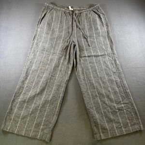Eileen Fisher Grey Striped Hemp Organic Cotton Wide Leg Pants Small Petite S/P